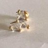 Gold Beyaz Kalp Taşlı Piercing