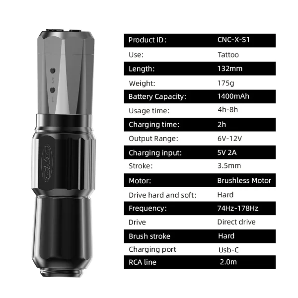 CNC S1 Brushless Motor Wireless Tattoo Pen Machine - Görsel 2