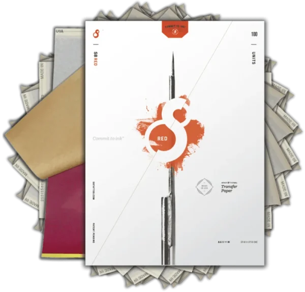 Spirit S8 Red Tattoo Stencil Paper-Thermofax Printer Impact Printer And Freehand Ready 100 Adet – 8,5*11