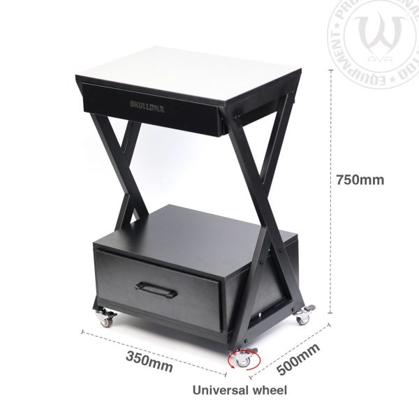 Tattoo Trolley/Workstation-Black 2 Drawers - Görsel 3